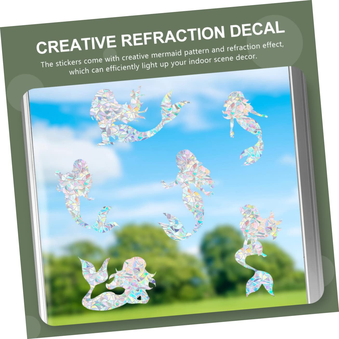 TOPBATHY 4 Juegos Vinilo Para Ventana Sirena Pegatinas Navideñas Pegatinas Pared Películas Para Ventanas Para Bloquear El Sol Decoración De La Pared Sala De Estar Colorful 6 Piezas * 4