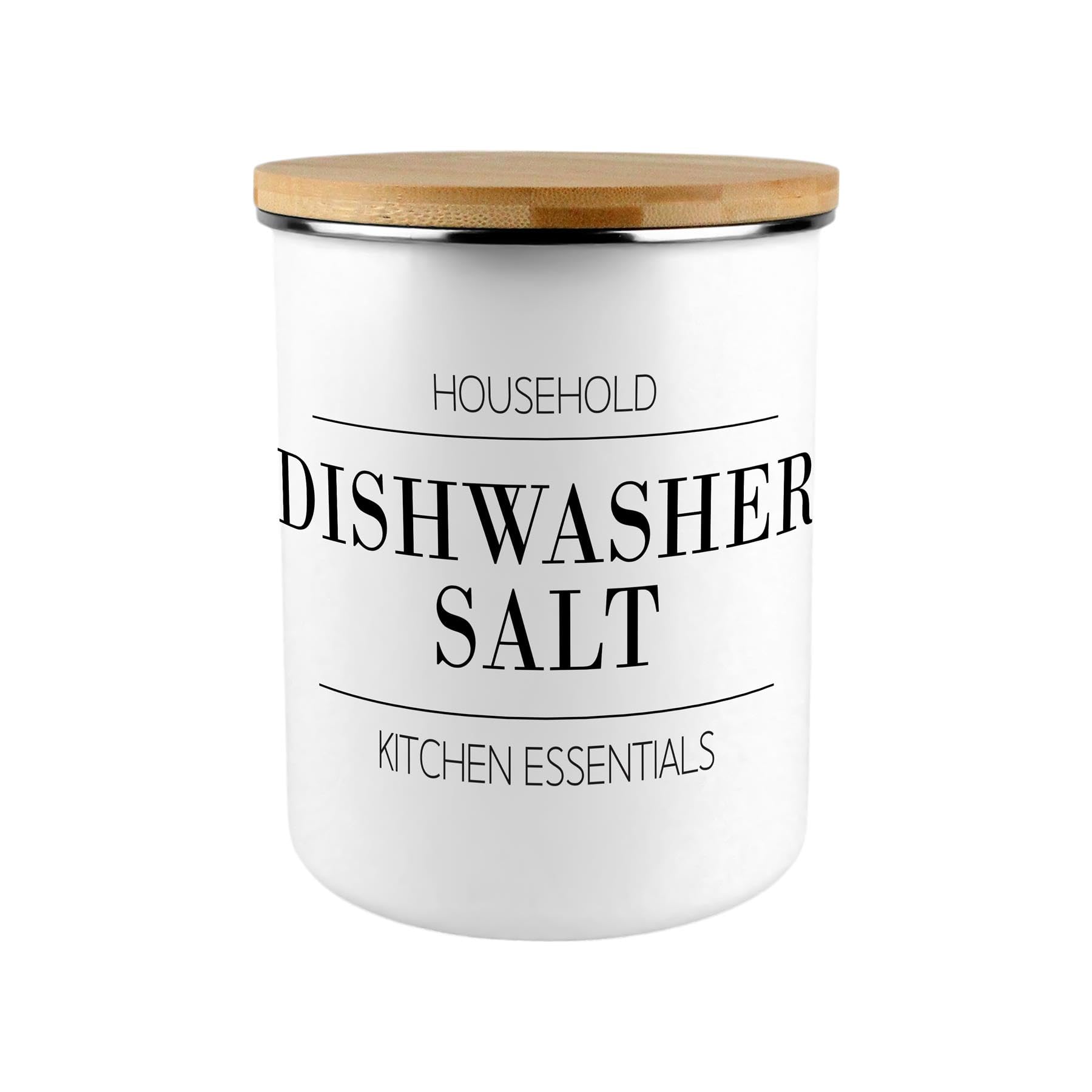 Purely Home Minimalist Dishwasher Salt CanisterModern Black & White Home/kitchen Large Enamel Cleaning Storage Jar Gift