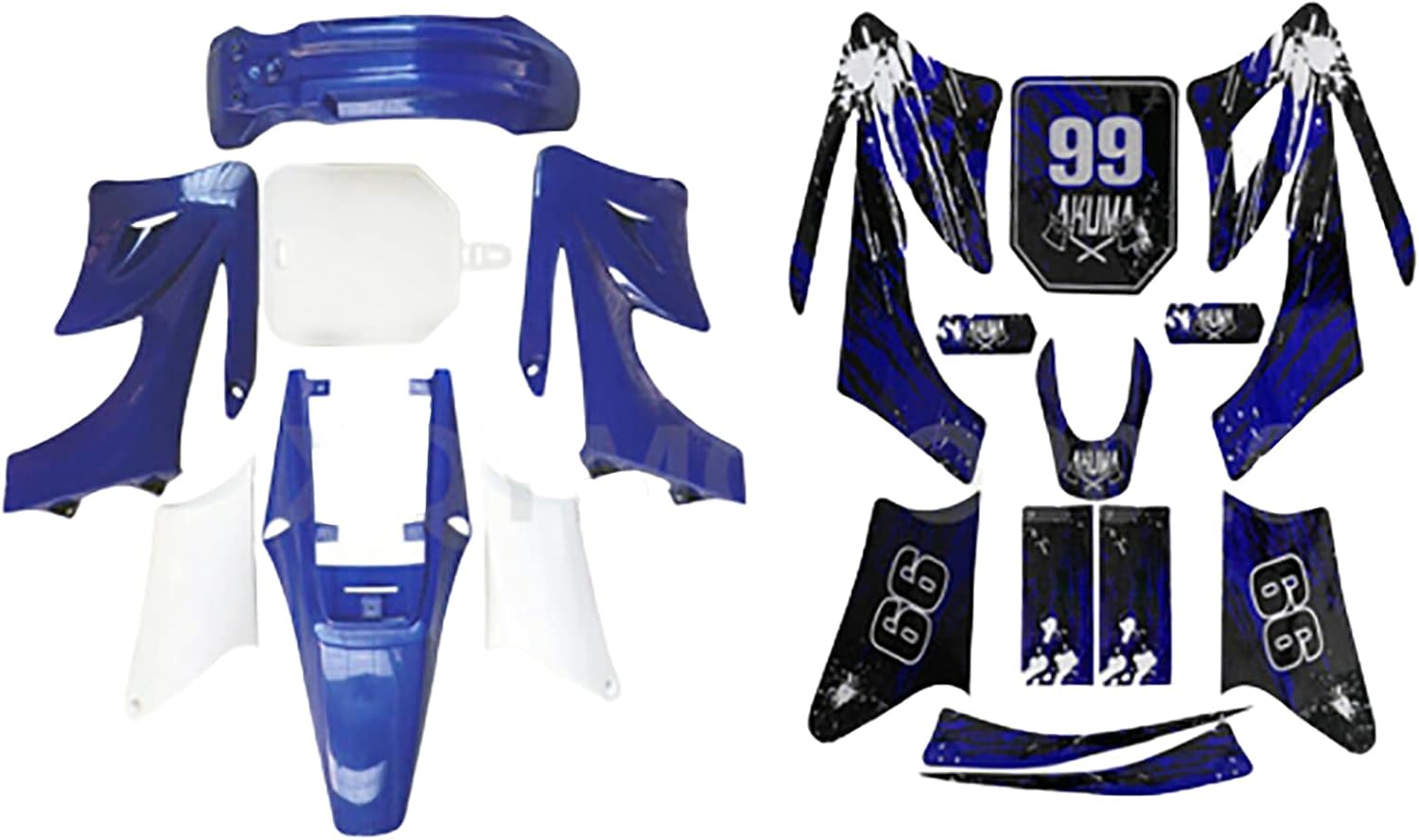 Plastic Fairing Kit with Graphics Decals for Apollo Orion 110cc 125cc Pit Dirt Bike Body Fender Set Fits Apollo Orion Style 4-Stroke Horizontal Engine Bikes Only (Blue)