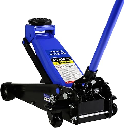 Zevemomo Gato hidráulico de piso de carretilla de 3 toneladas6000 libras, gato de perfil bajo de acero resistente con bomba de elevación rápida de