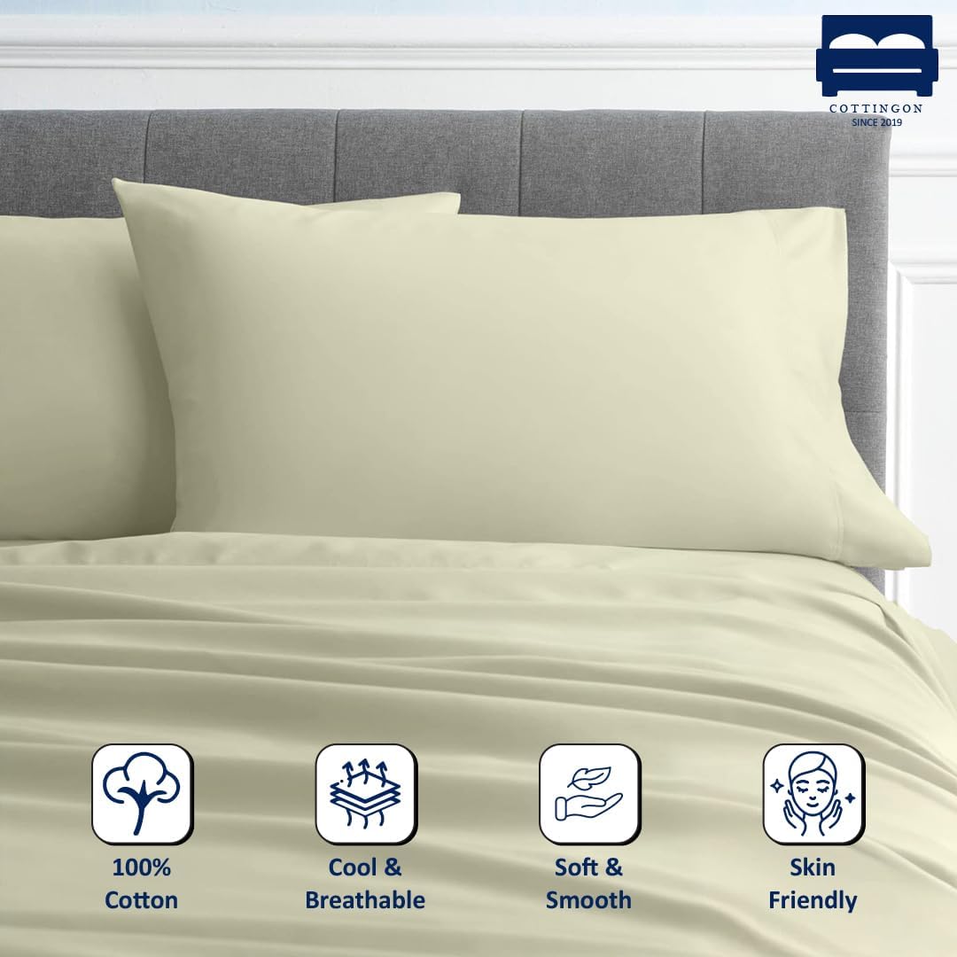 Cottingon RV King Sheet Set - 4 Piece Cotton Bedding Set, Fits Up to 15" Deep Mattress, RV King 72" x 80", Ivory Solid