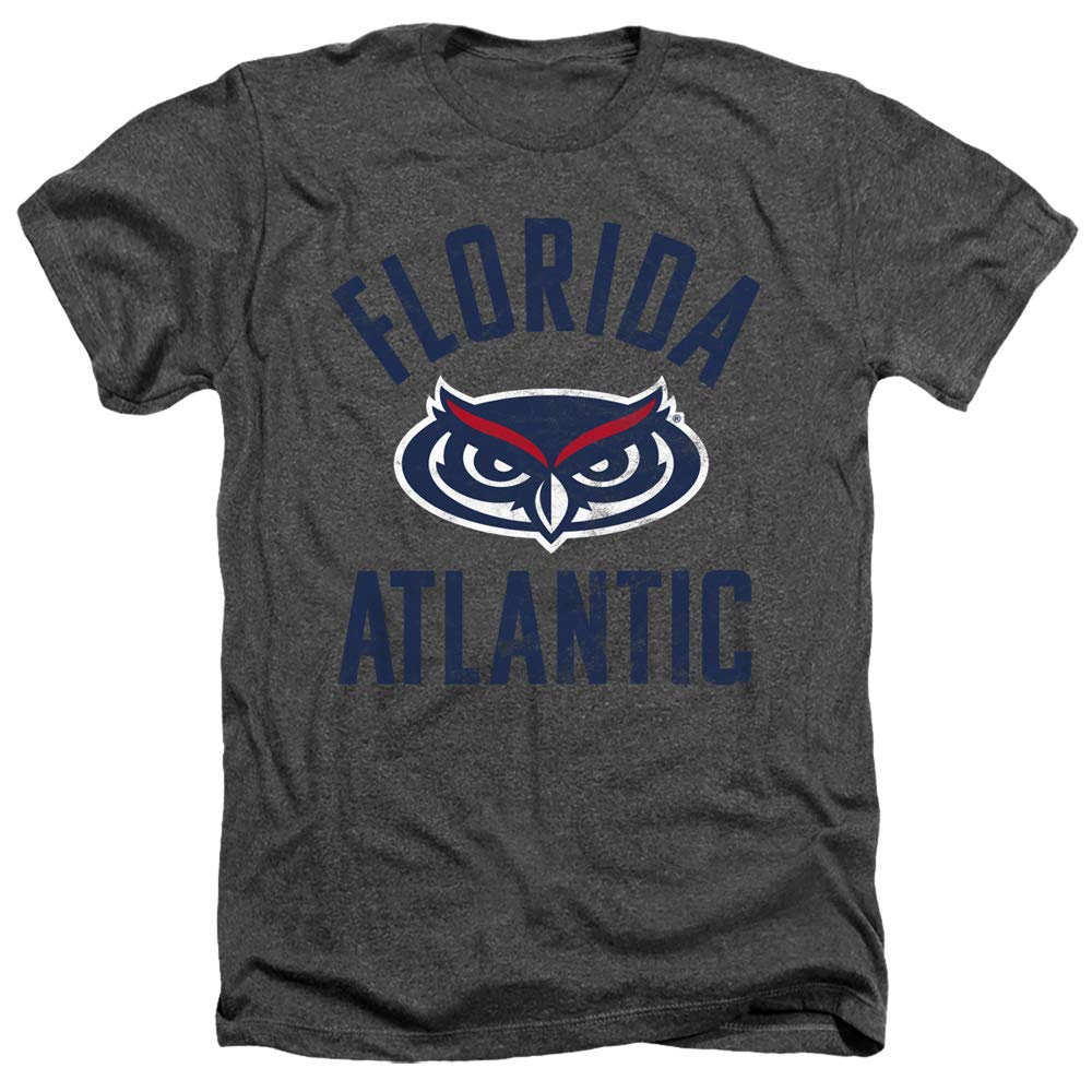 Florida Atlantic University Official Owls Logo Unisex Adult Heather T Shirt, Charcoal Heather, Medium