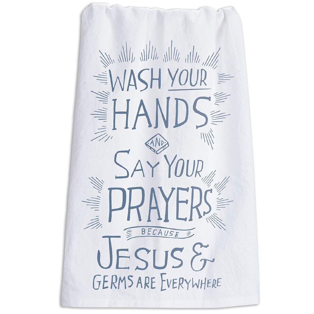 Primitives By Kathy Novelty Tea and Dish Towel Jesus and Germs are Everywhere