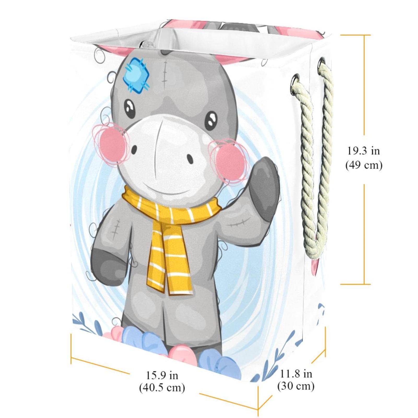 Simpatico asino in peluche, grande cesto portabiancheria con manico resistente, cesto portaoggetti per camera da letto, bagno, dormitorio universitario