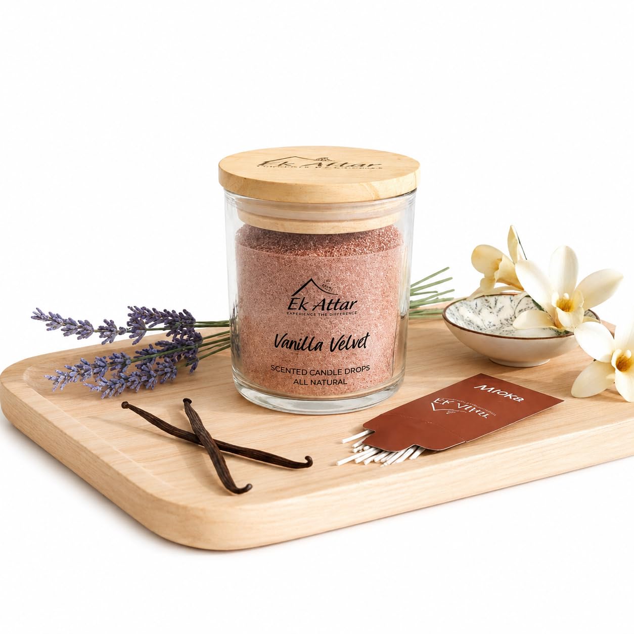 Vanilla Velvet Candle Drops 100g – Ruby Red |Non-Toxic Scented Wax Pearls with Glass Jar and Wooden Lid | 30+ Hours Burn Time | Refillable Candle Kit with 10 Wicks I Home Decor & Unique Gifts-image-14