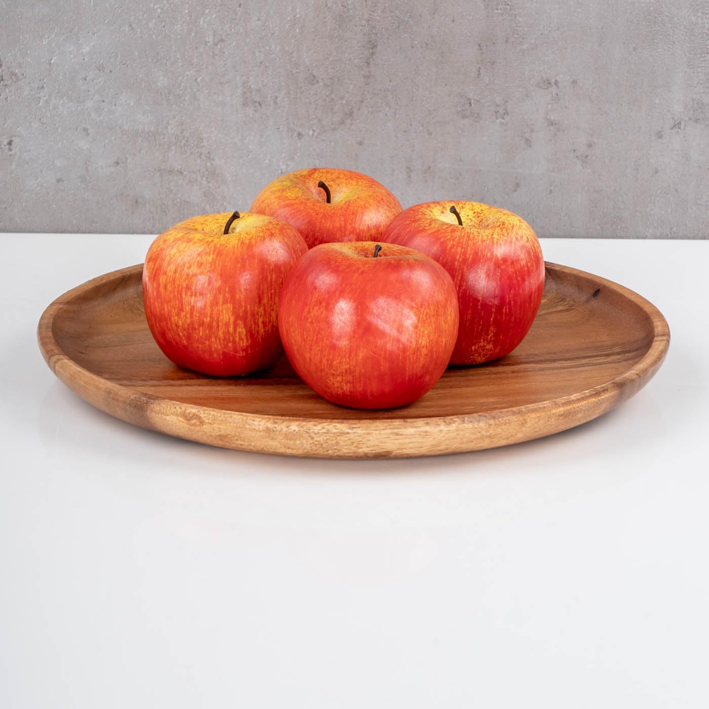 levandeo Lot de 4 assiettes rondes en bois d'acacia - Diamètre : 30 cm - Assiettes décoratives en bois d'acacia - Fabriquées à la main - Décoration de table unique