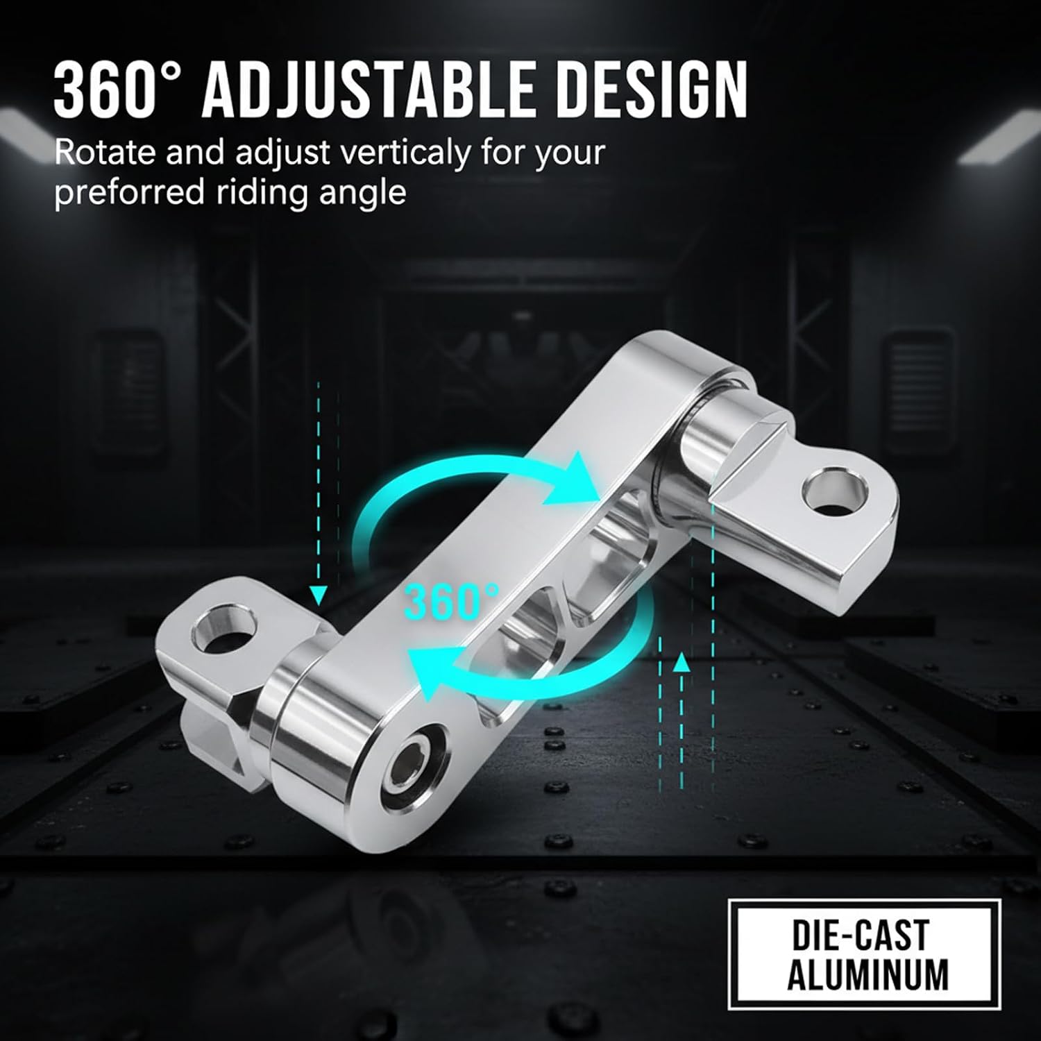 Adjustable Chrome Male Mount Foot Peg Extensions, Highway Peg Clamp Support Brackets, Replacement for Harley Dyna Softail Touring Sportster Road King Street Glide