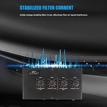 2 Channel Microphone Preamp, Portable Stereo Audio Amp, Mic Gain Booster, with 2 Input, 48V Phantom Power, for Dynamic and Condenser Mic, Home Party