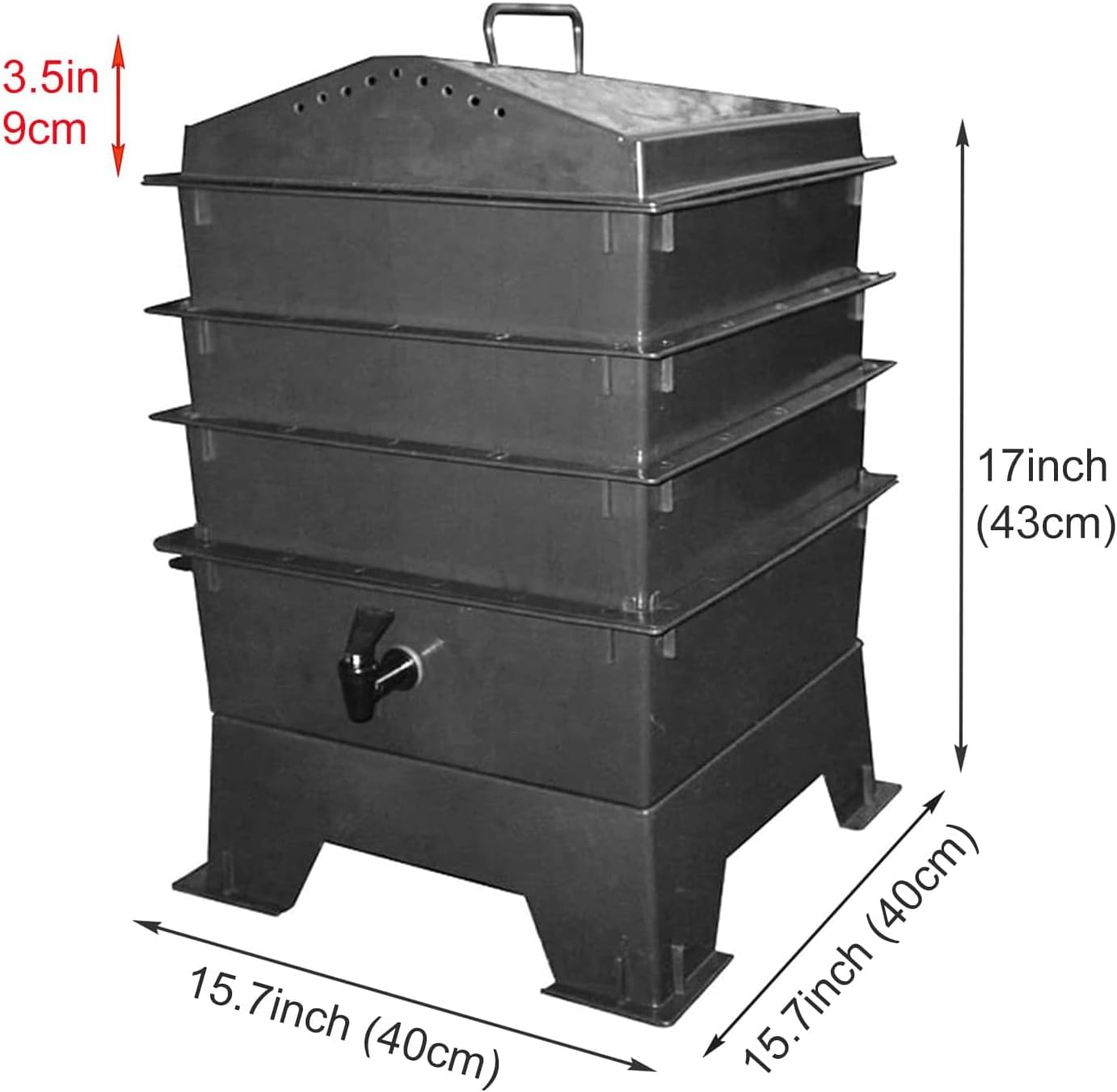 Worm Composter, 5-Tray Garden Compost Bin, Large Capacity Outdoor Composting Bin, for Recycling Food Waste, Vermiculture and Vermicomposting