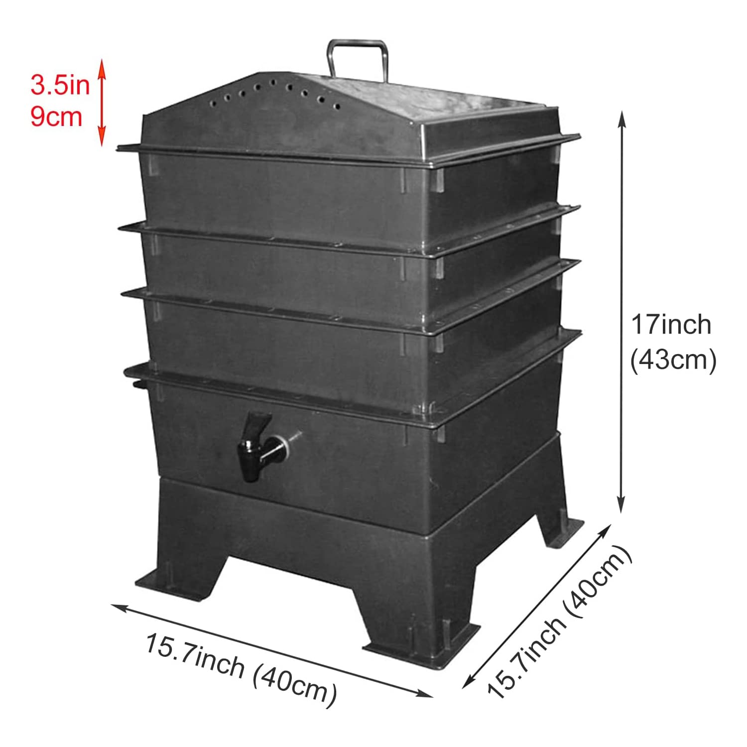 Kit de compostador de lombrices – 50 L 5 bandejas expandibles al aire libre granja de gusanos para compostar residuos de alimentos – Sistema de reciclaje ecológico