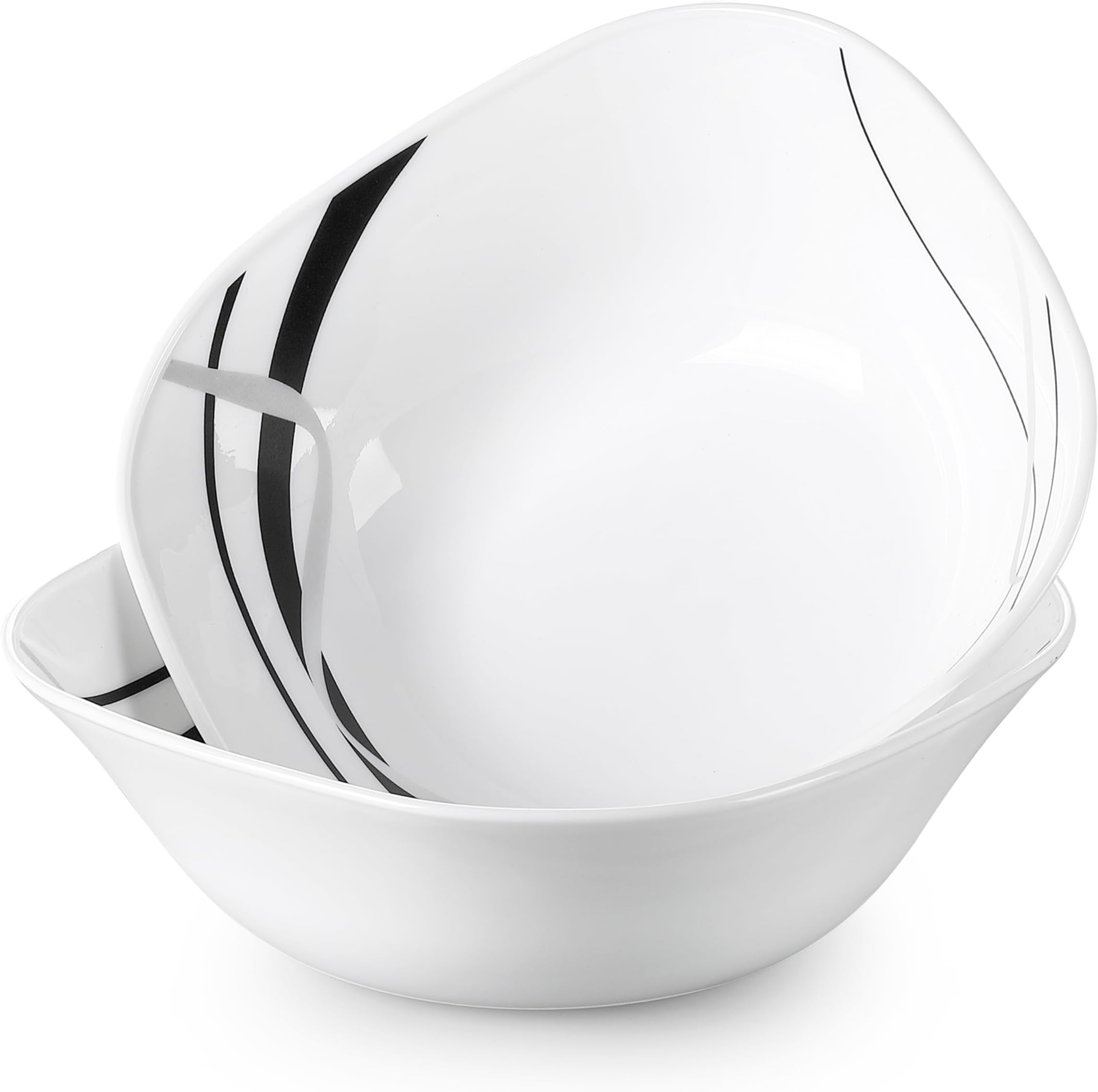VEWEET Fiona Glass Salad Bowls, 2-Piece Soup Bowls Made of Opal Glass, 1500 ml, 22.5 x 22.5 x H 7.1 cm, Supplement to The Fionaglas Dinner Service