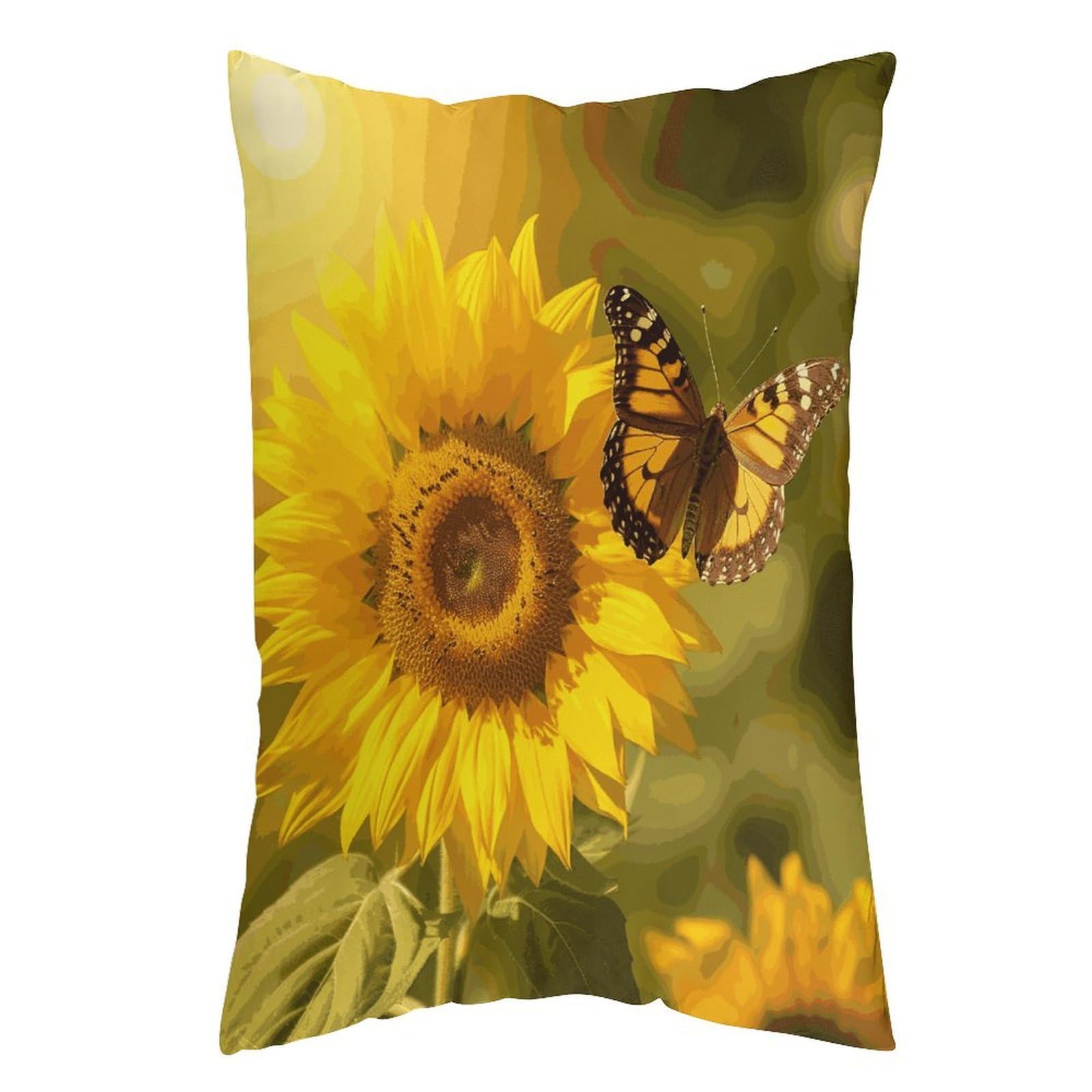 LDGSUPH Sunflower Butterfly Sunny Pillow Cases Soft Pillowcase with Invisible Zipper Wrinkle Resistant Pillow Covers Breathable Removable Pillow Protector for Bed Sofa Car 12 "x20