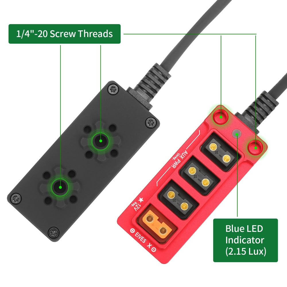 12V Metal Regulated Surge Protection P-Tap D-Tap Splitter for ARRI|RED|Sony|Teradek |Smallhd|DJI|TILTA |SmallRig|V-Mount|Gold-Mount, 4 * 1/4