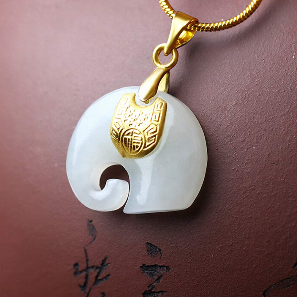 EASTCODE Gold Jade Pendant Necklace Drop Shipping Hetian Jade Elephant Pendant Lucky Amulet 24K Gold Jewelry for Women Men