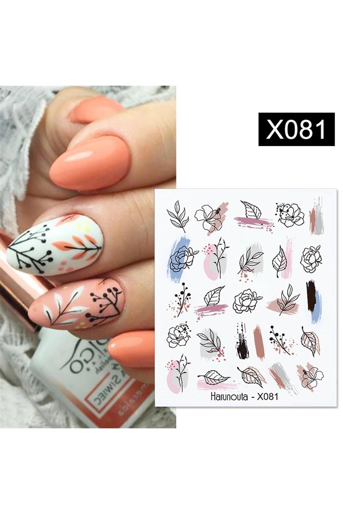Tırnakmania Su Transferli Nail Art Sticker X081 (52340-1) 3922