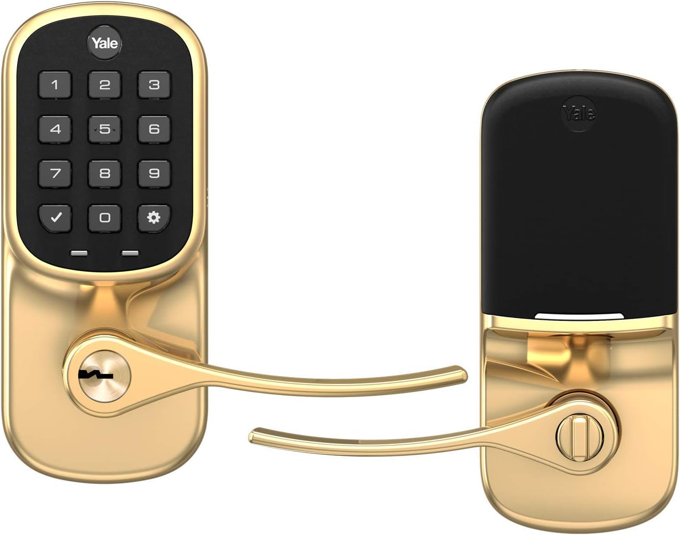 YaleAssure Lever, Wi-Fi Smart Door Lever (for Doors with no deadbolt) - Works with Yale Access App, Amazon Alexa, Google Assistant, HomeKit, Phillips Hue and Samsung SmartThings, Brass