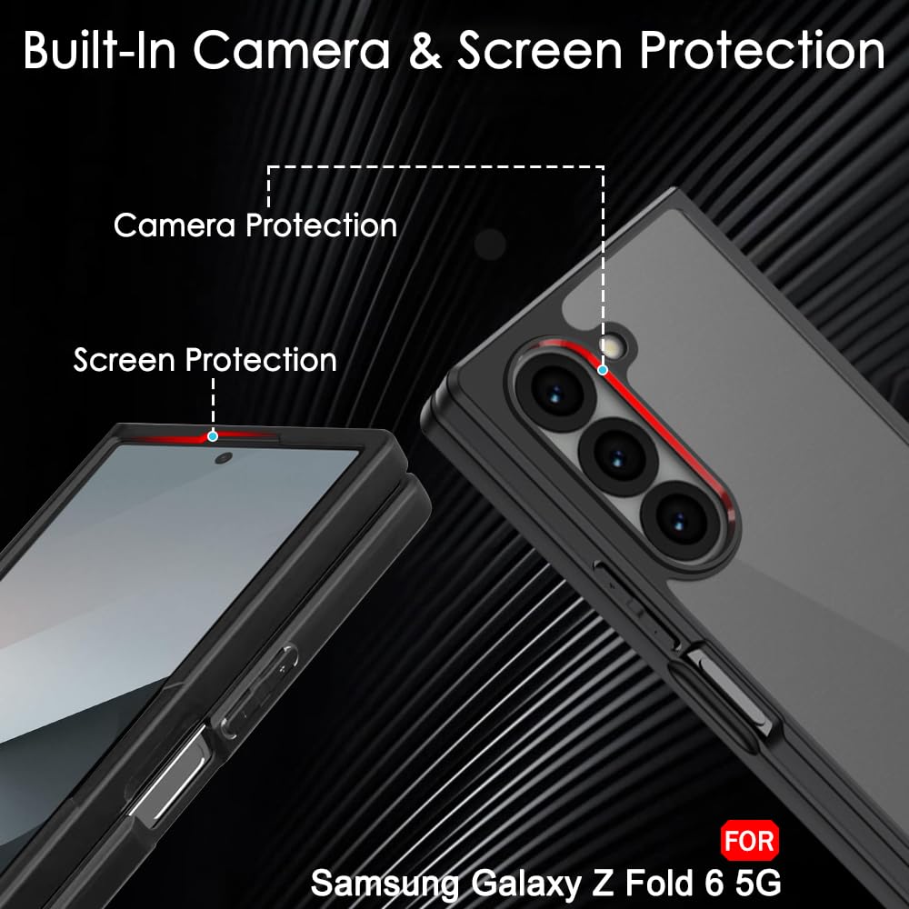 TheGiftKart Hybrid Shockproof Back Cover Case for Samsung Galaxy Z Fold 6 5G | Camera Protection Module | Hard Back Cover Case for Samsung Z Fold6 (PC & TPU, Translucent Smoke Matte Back, Black Sides) — Amazon image 4