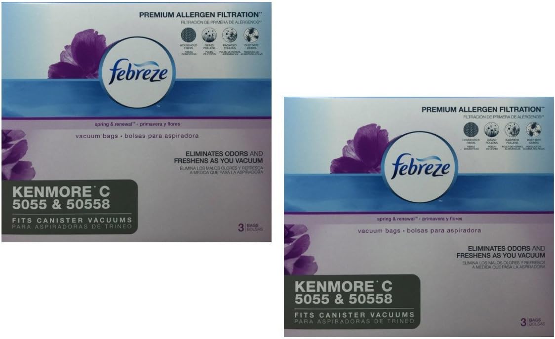Febreze Odor Eliminating Vacuum Bags, Kenmore C 5055 & 50558, 3 bags, 2 Pack (6 Total Bags)