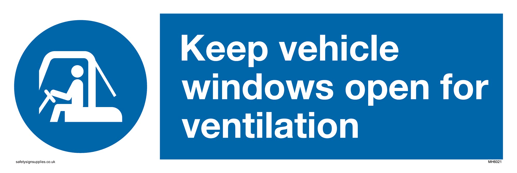 Pack of five - Keep vehicle windows open for ventilation with mandatory symbol Sign - 300x100mm - L31