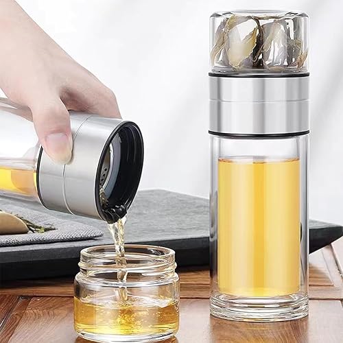 Miniatura 3 de K Y KANGYUN Botella infusora de té de vidrio de 14 oz y botella de agua separación de botella de té taza taza con infusor de té, taza de infusión,