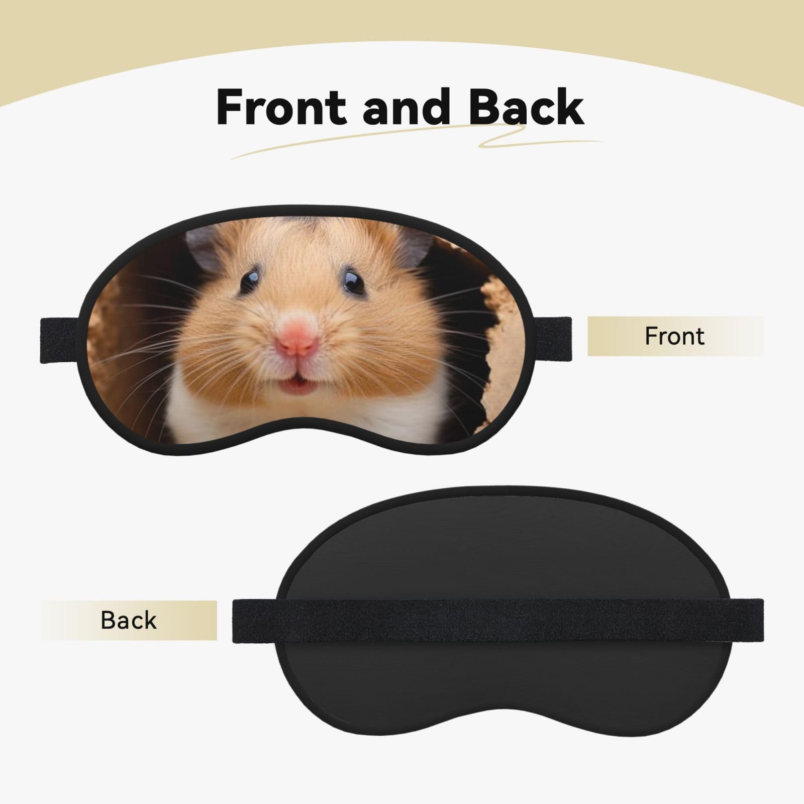 Sleep Mask for Side Sleeper Silk Sleeping Eye Masks with Elastic Strap Super Soft Eye Sleep Shade Cover Funny Hamste Blackout Night Blindfold for Women Men Travel