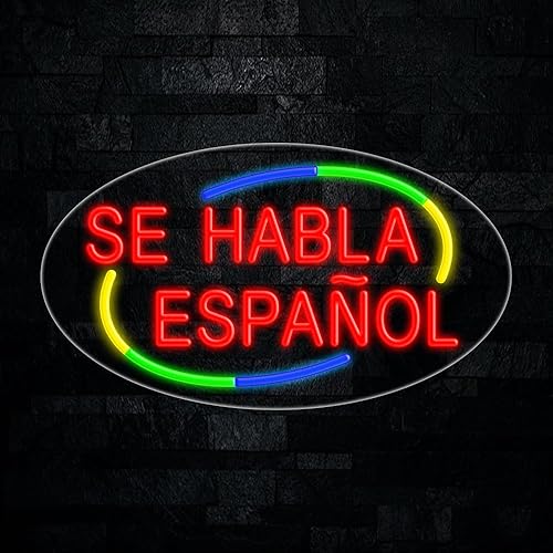 Se Habla Espanol LED neón letrero 28 pulgadas de largo x 16 pulgadas de alto #34472