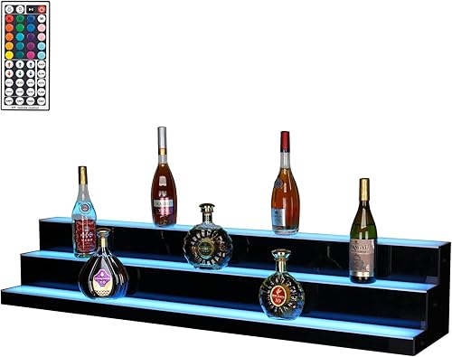 ROVSUN Estante de exhibición de botellas de licor con luz LED de 3 pasos de 60 pulgadas con control remoto estantes de iluminación de bebidas disponible en Yaxa Guatemala