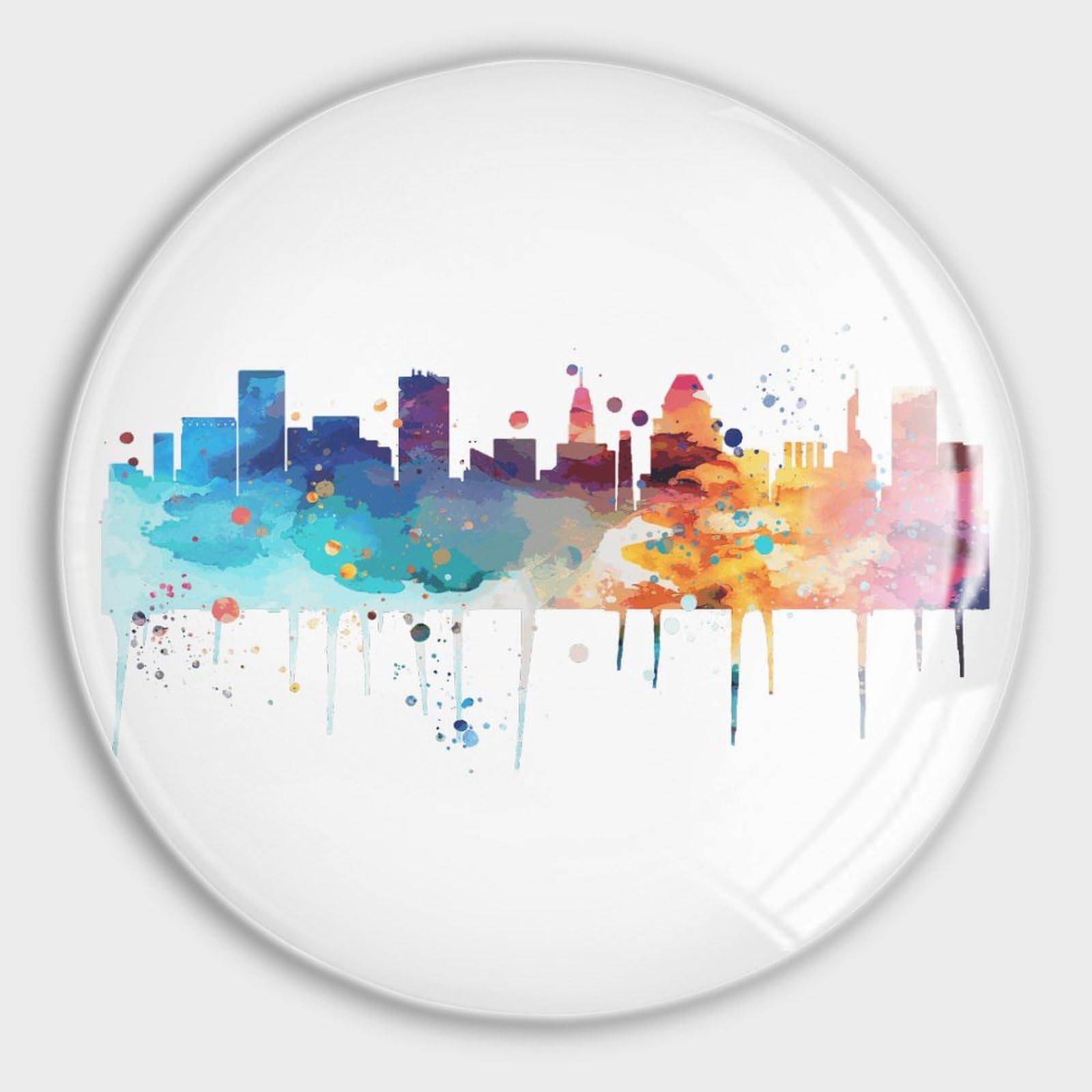 Aimants de frigo Baltimore paysage urbain en verre pour tableau aimanté