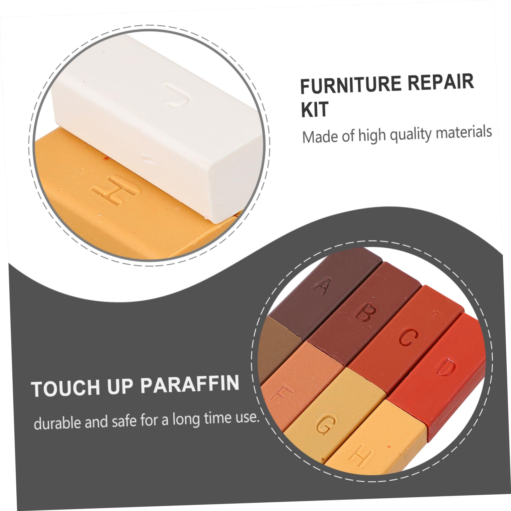 Kit Riparazione Legno Cera a Base di Paraffina per Mobili e Pavimenti, Set, Rapido Asciugatura, Nasconde Graffi e Imperfezioni
