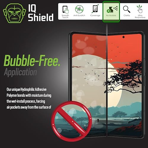 Miniatura 4 de IQShield Protector de pantalla compatible con Samsung Galaxy Z Fold 3 (paquete de 2) película de TPU transparente antiburbujas