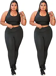 2 Conjunto Plus Size Calça Legging Cós Alto E Top Nadador
