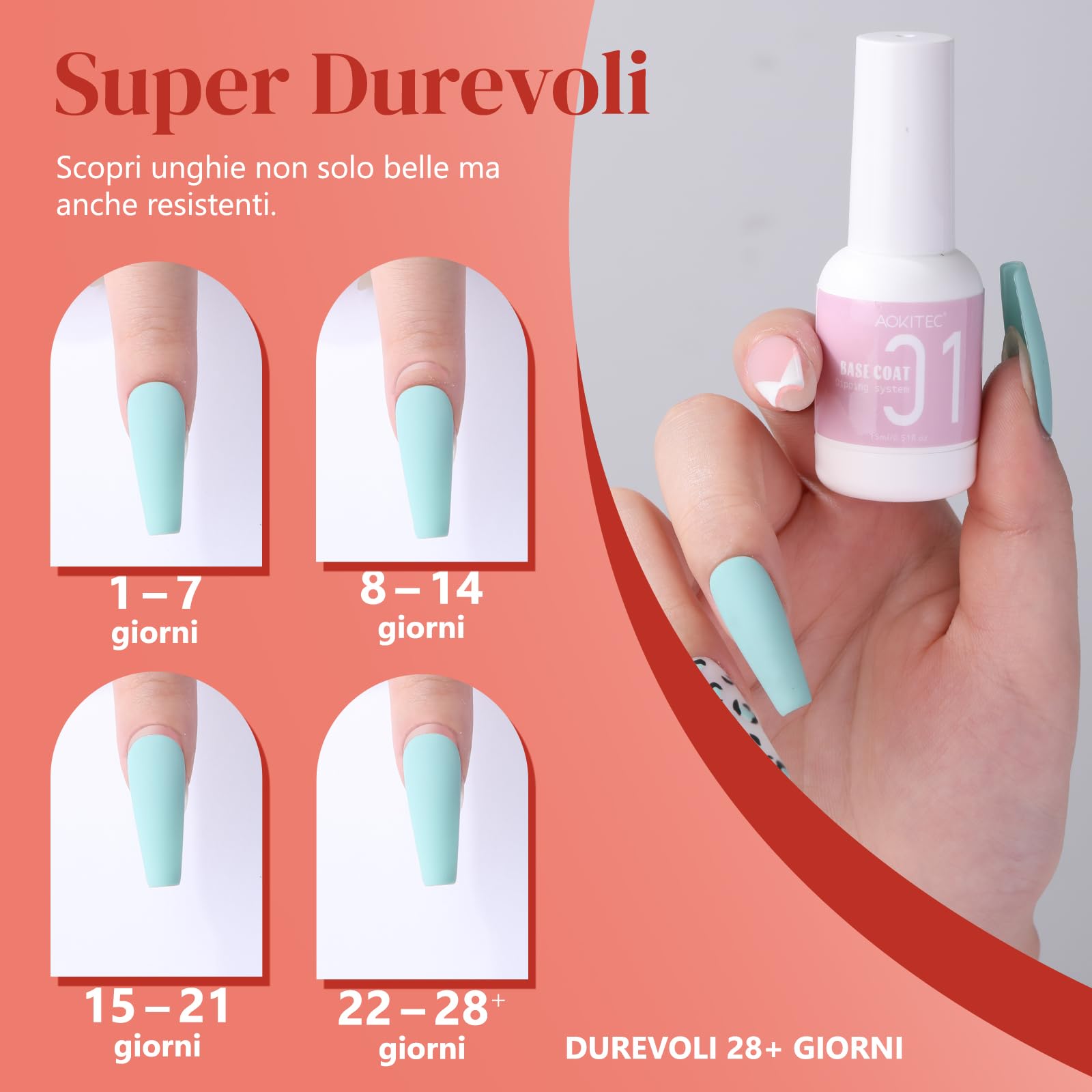 Aokitec 13PCS Dip Powder Liquid Set, Adesivo più Forte, PH Bond/Dip Activator/Base/Glossy Top Coat/Brush Saver con Pennello per Liner in Polvere per Unghie Strumento per Unghie per Dip Powder Nail Kit