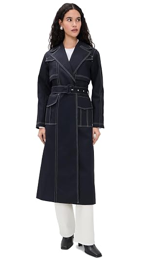 ALIGNE Womens Elsa Trench Coat Navy 10