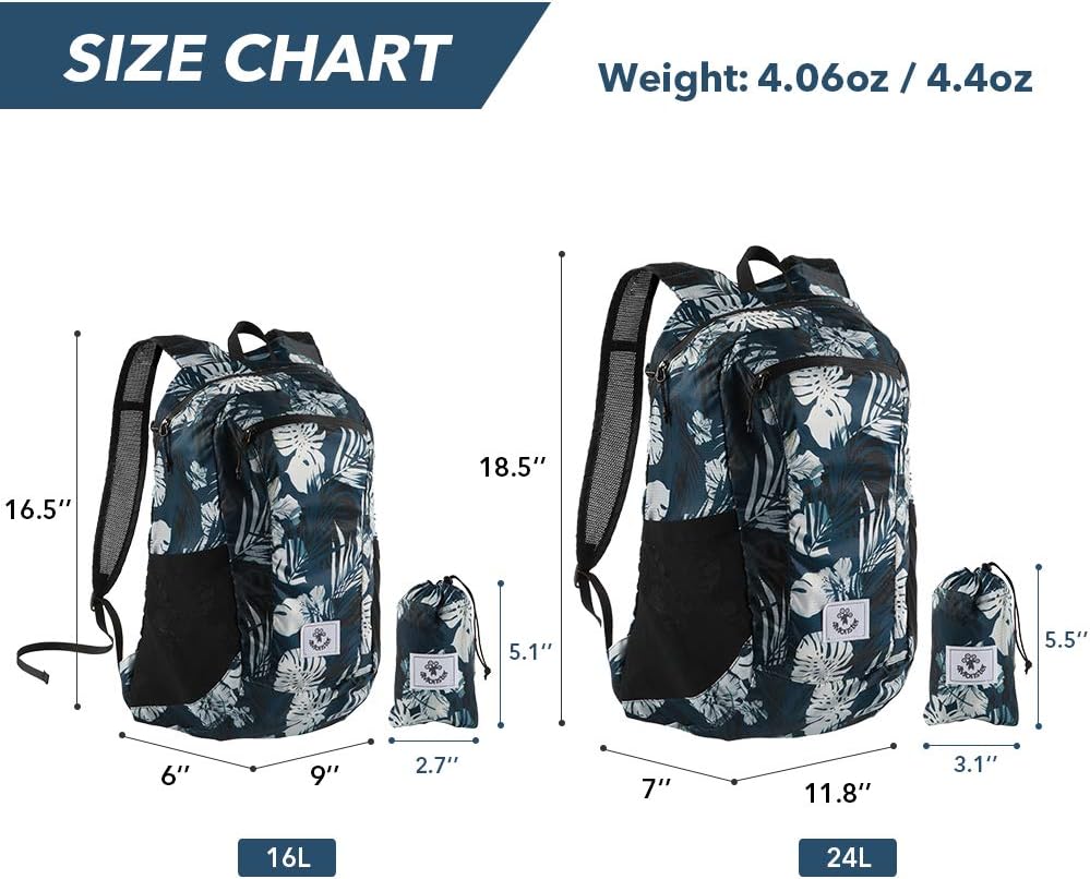 新しい4Monster ハイキングデイパック、防水軽量パッカブルバックパック 旅行/キャンプ/アウトドア用 (フラワーブルー、16L) BOA サイクリングシューズ