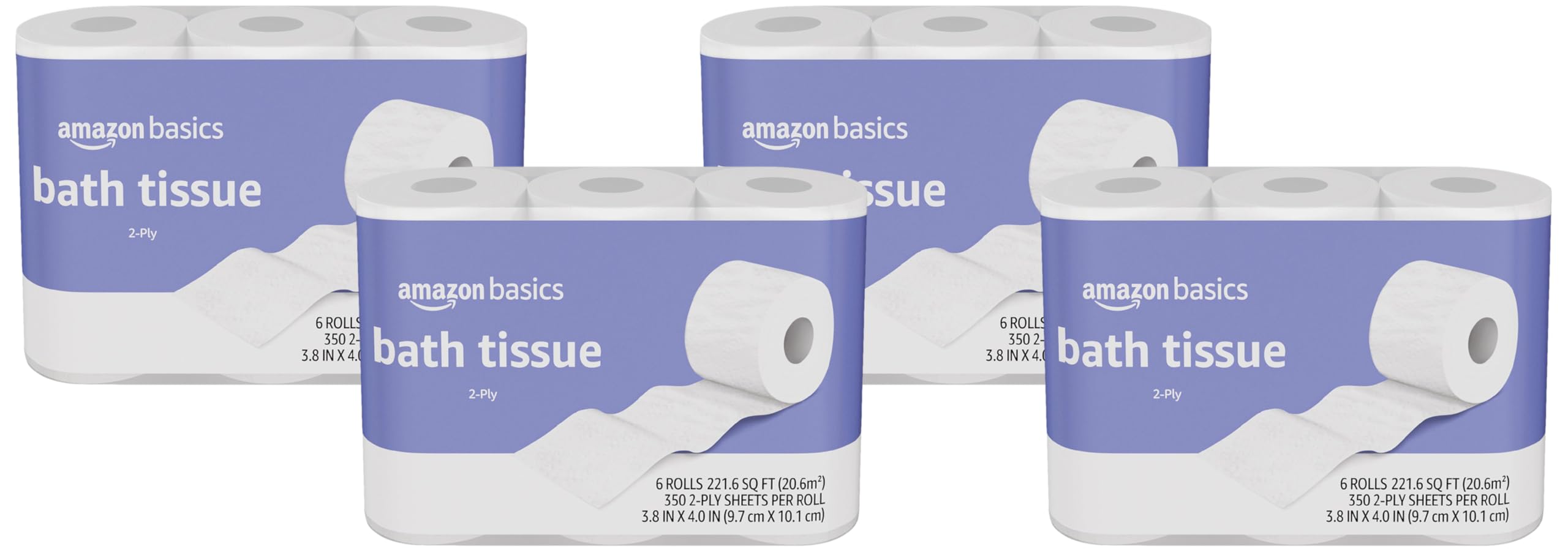 Amazon.com: Amazon Basics 2-Ply Toilet Paper 24 Rolls = 96 Regular ...