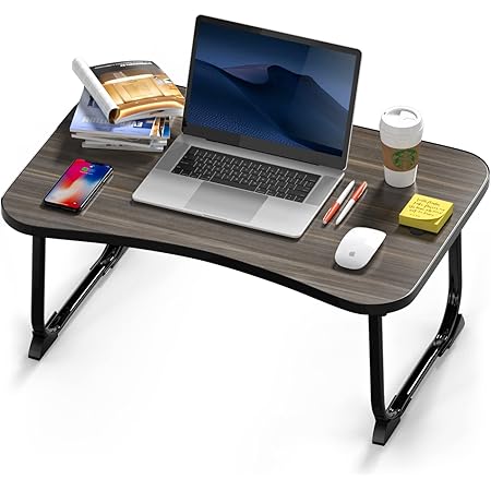 MIIRR Foldable Lap Desks for Laptop, 23.6 inch Portable Bed Tray Table, Laptop Desk for Working, Writing and Eating (Black)