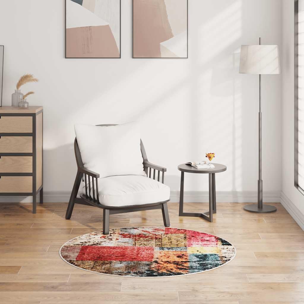 Tapis lavable patchwork multicolore anti-glisse pour couloirs