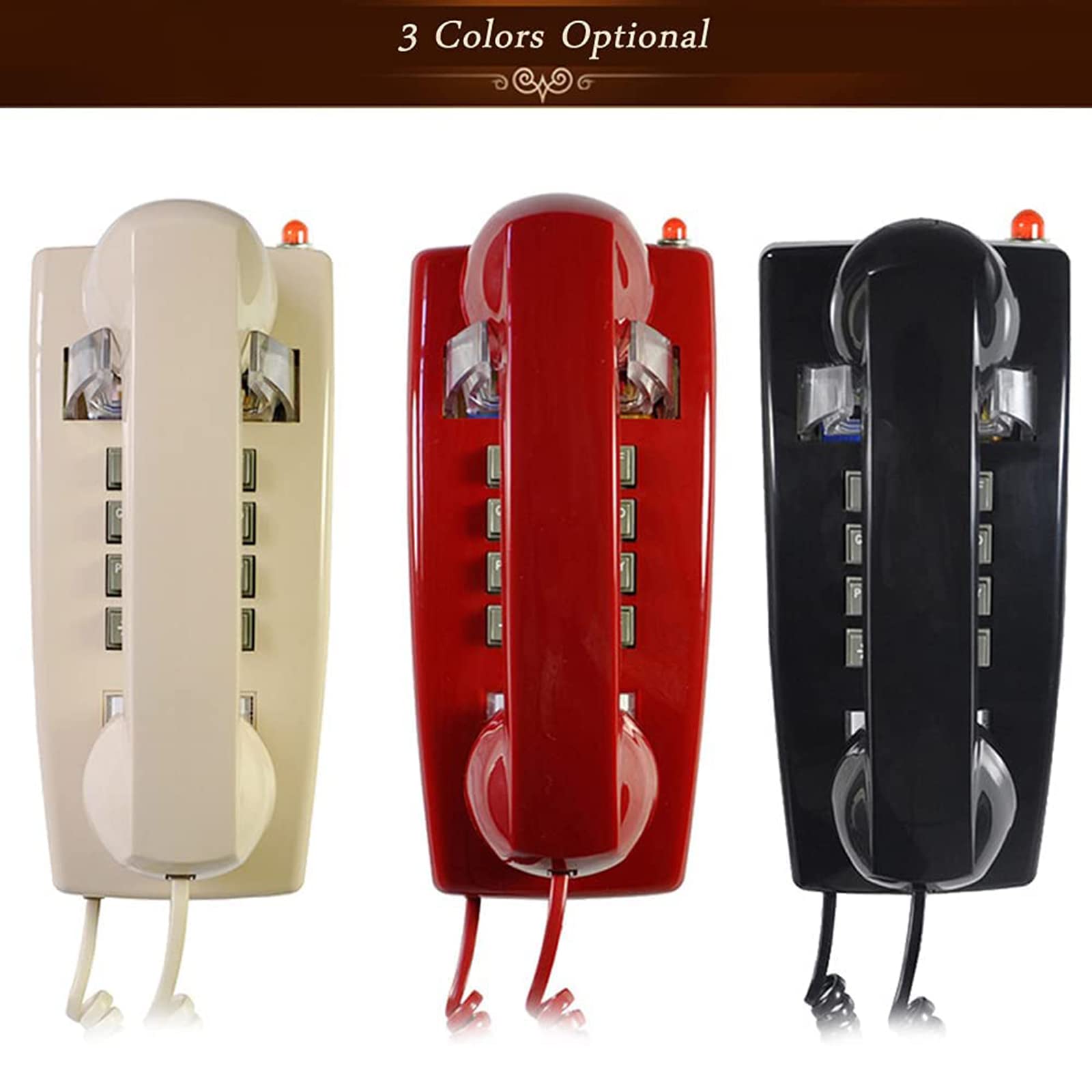 Montaggio a Parete antiquariato Casa Fisso Telefono con Disco combinatore e Campanello Meccanico,Beige
