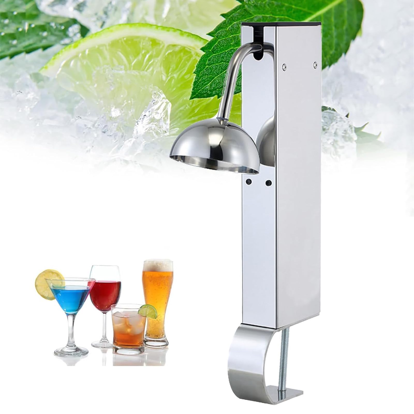 Elektrischer Glasfroster Chiller, Edelstahl Bier und Weinkühler, Schnellkühlung Mini CO2 Froster für Bars und Küchen, kühlt bis -25 °C in 6 Sekunden