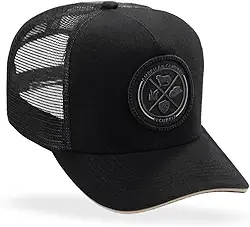 Boné Trucker Preto com Emblema Pecuária Country Preto/Bege