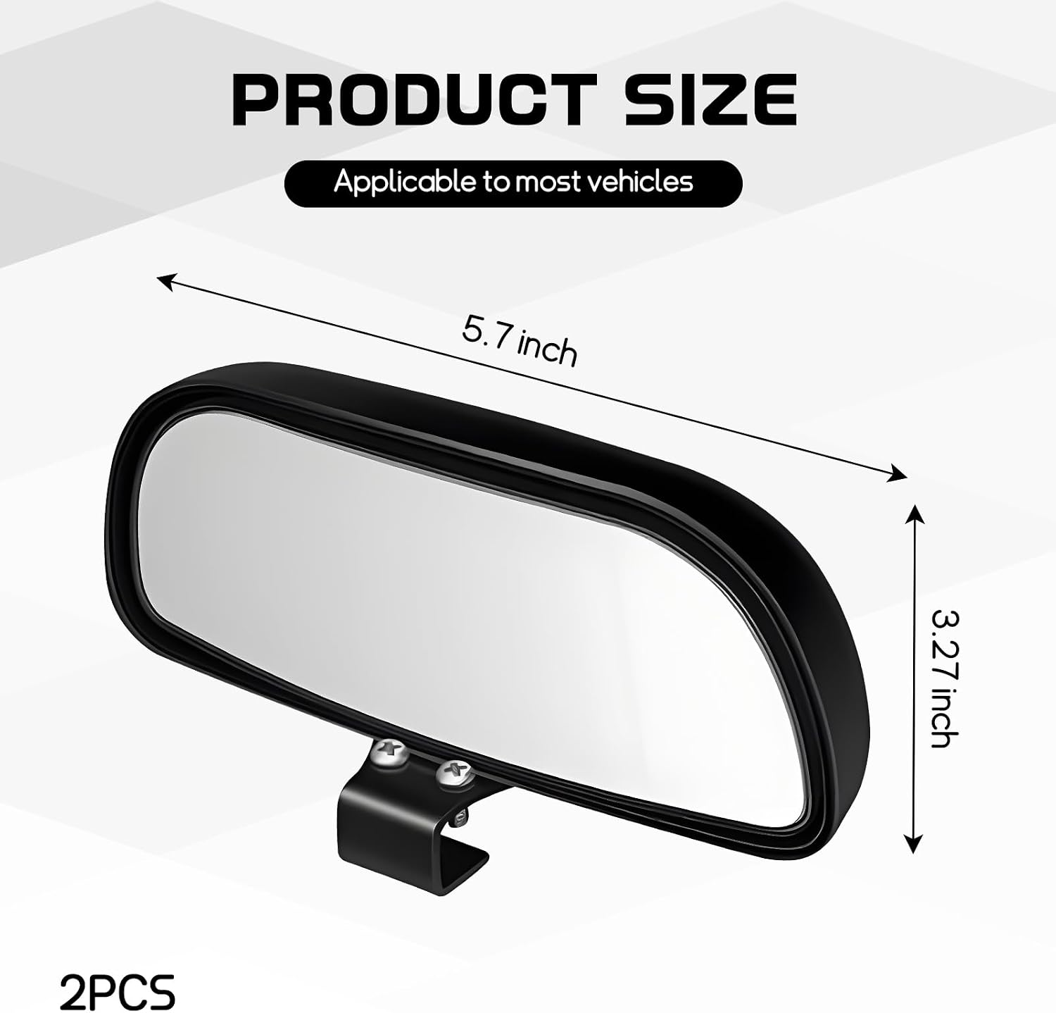 Wuyaoyao 2PCS Car Blind Spot Mirror, Rectangular HD Glass Blind Spot Mirrors for Cars, 360° Adjustable Wide Angle Auto Blindspot Side Rear View Mirror, Car Accessories for SUV Truck (Screw-on, Black)