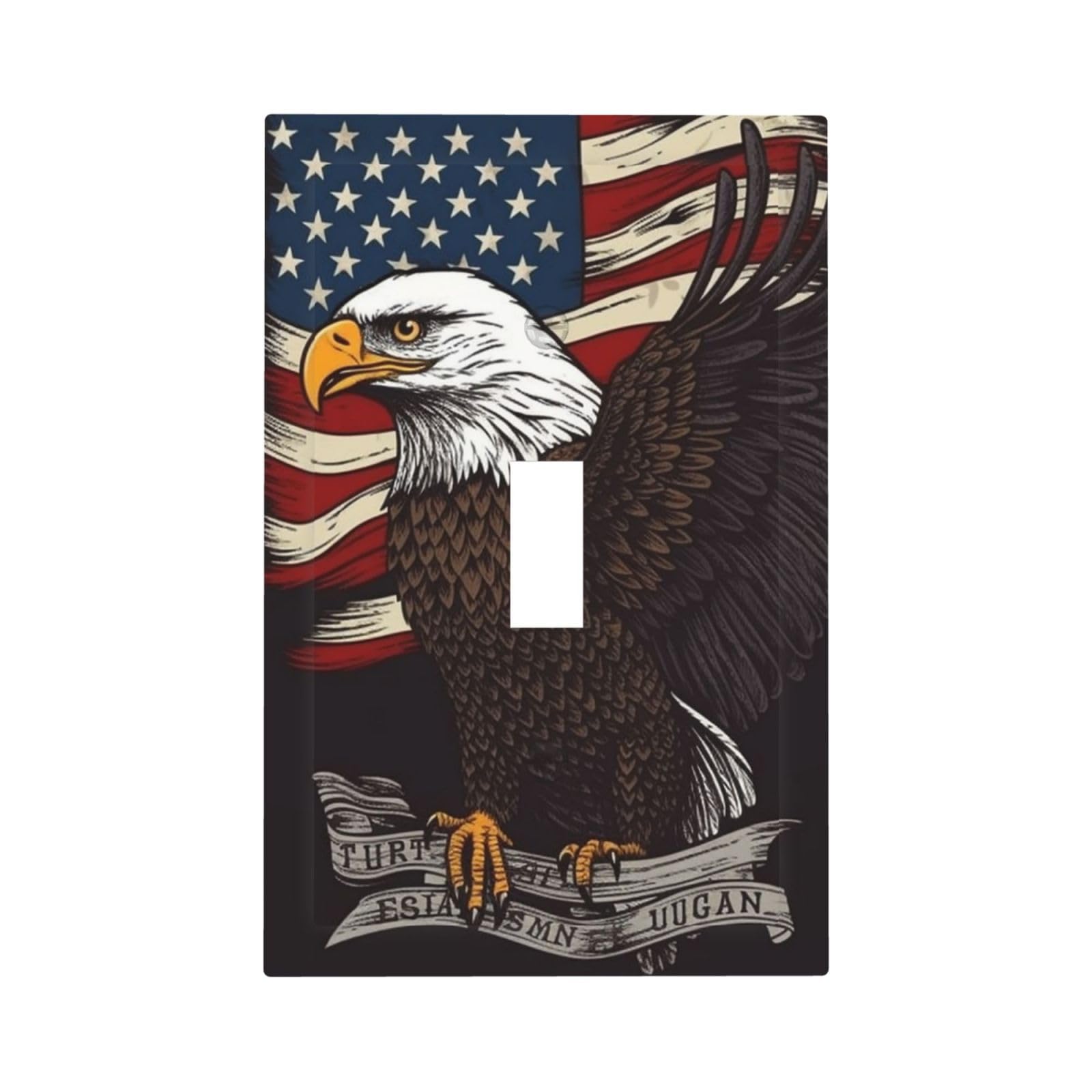 1-Gang Decorator Wall Plate USA Patriotic Eagle Light Switch Cover Single Gang Receptacle Outlet Wall Plate Mid Size 5" x 3" Wallplate Unbreakable Polycarbonate Outlet Faceplates Covers