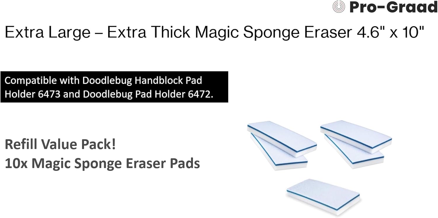 4610 Eraser Pads - 10 Pack 4.5" x 10" x 1" Commercial Grade Melamine Sponges for Floor, Tile, Grout, Baseboard, Walls-Durable & Versatile Cleaning - Pack of 10