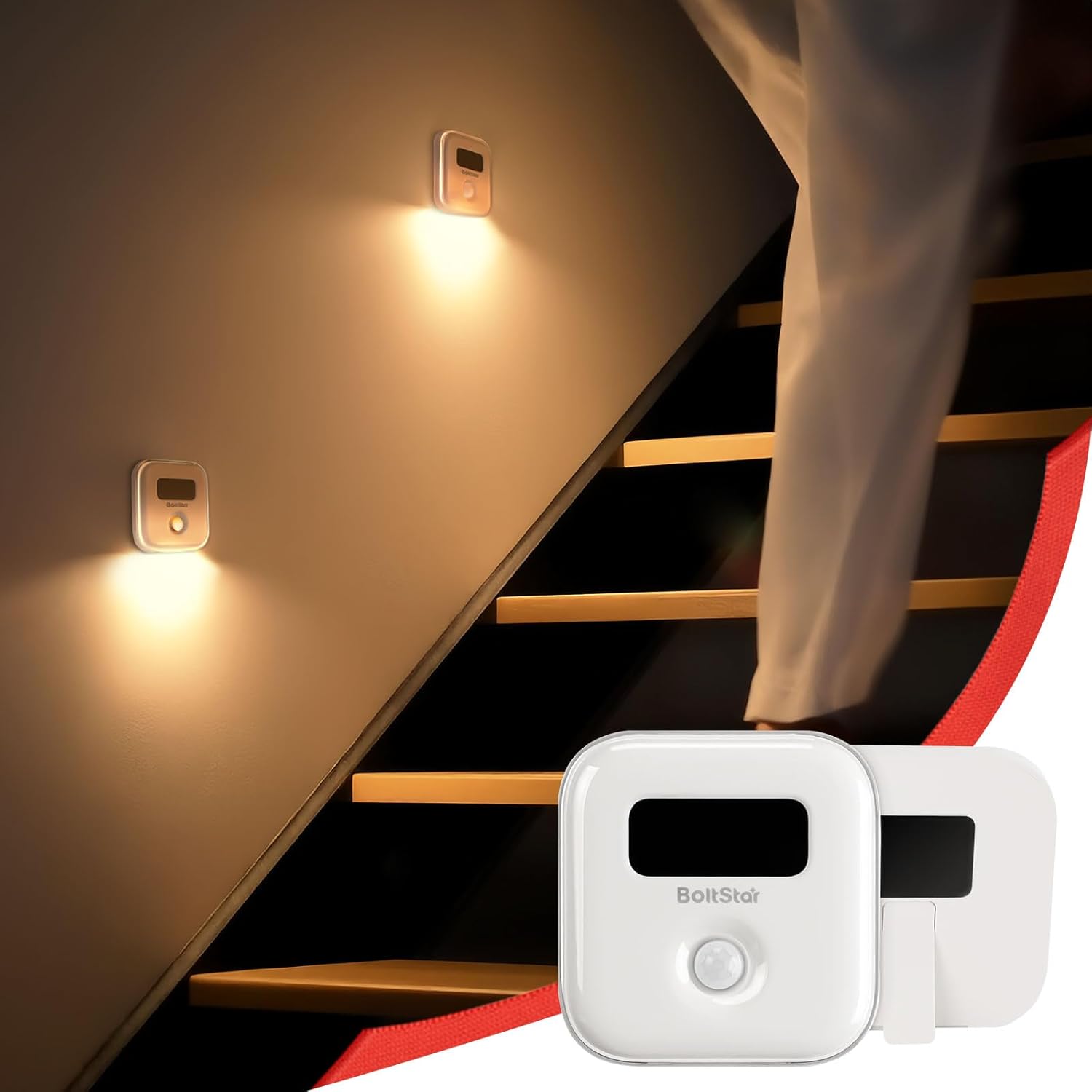 Light-Powered Motion Sensor Night Light Magnetic Wall Mount Tabletop Auto On Off 3000K Warm White for Bedroom Hallway