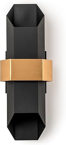 Lámpara de pared para exteriores, moderno aplique de pared LED para interiores, luces de pared exterior de oro negro para casa, luz de porche