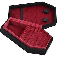 Qianly Coffin Jewelry Box with Lid Jewelry Storage Case for Pendant Rings Wedding