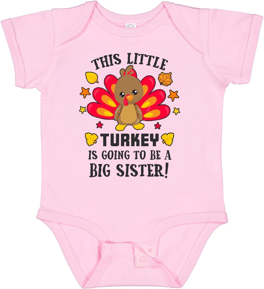 inktastic This Little Turkey Is Going To Be a Big Sister Baby Bodysuit