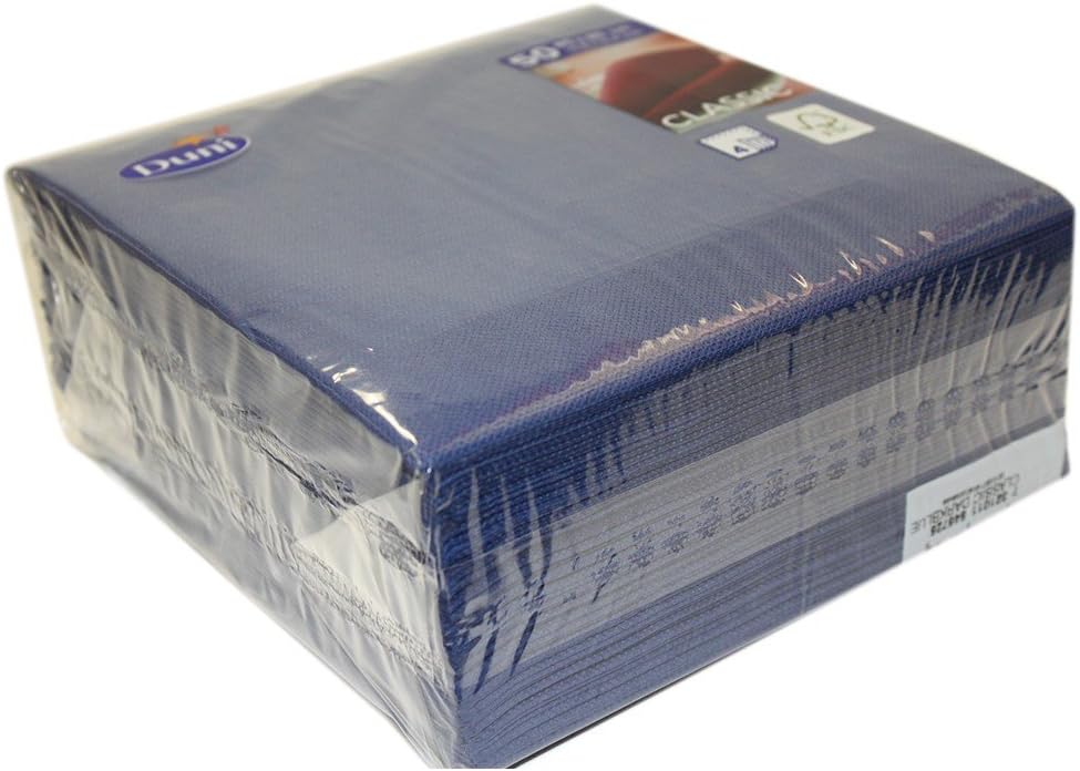 Duni Dinner Napkins 4Ply Tissue Embossed Plain Dark Blue 40 x 40 cm