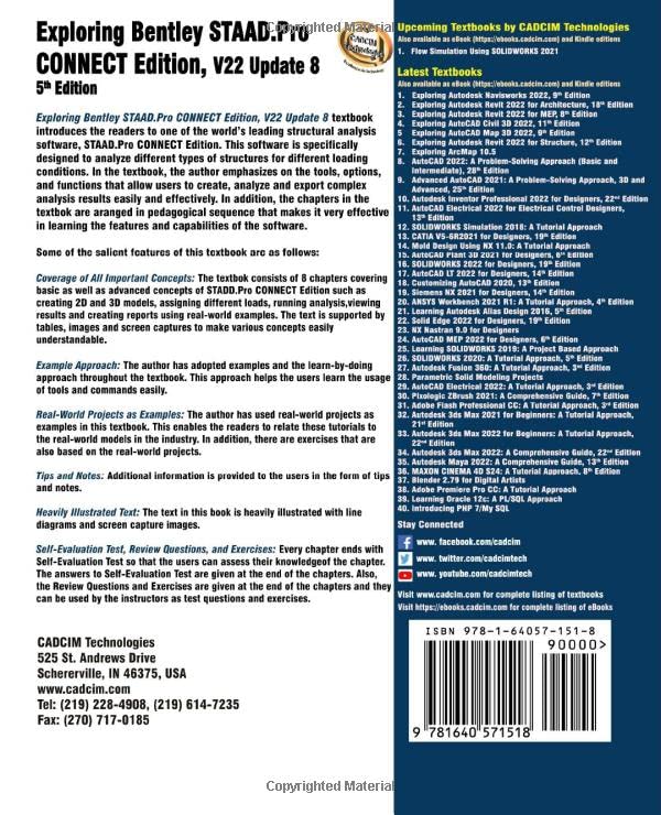 Bentley STAAD.Pro CONNECT Edition V22 Update 8 5th Edition ouvrage d'analyse 3D