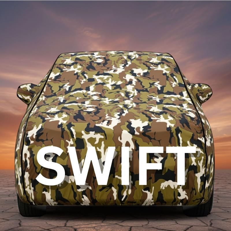 Image of Premium Jungle Print Series 100% Waterproof Car Body Cover for Swift Cover (All Models) with Mirror Pockets | Triple Stitched, Elastic, Custom Fit, Heat Resistant, Anti-Dust, All-Weather Cover
